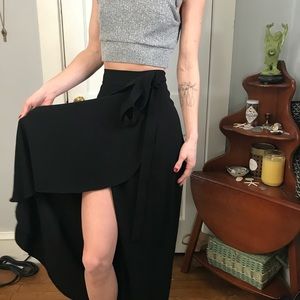 BABATON Black Wrap Maxi Midi Circle Sexy Skirt